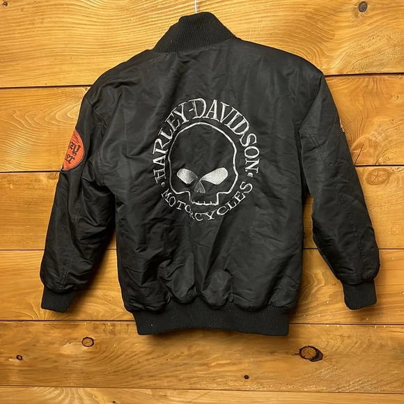 Harley-Davidson Reversible Ride It Live It Bomber Jacket Pocket Zip Black PTP 20 - Picture 7 of 13